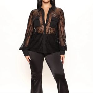 fn | amara lace button blouse